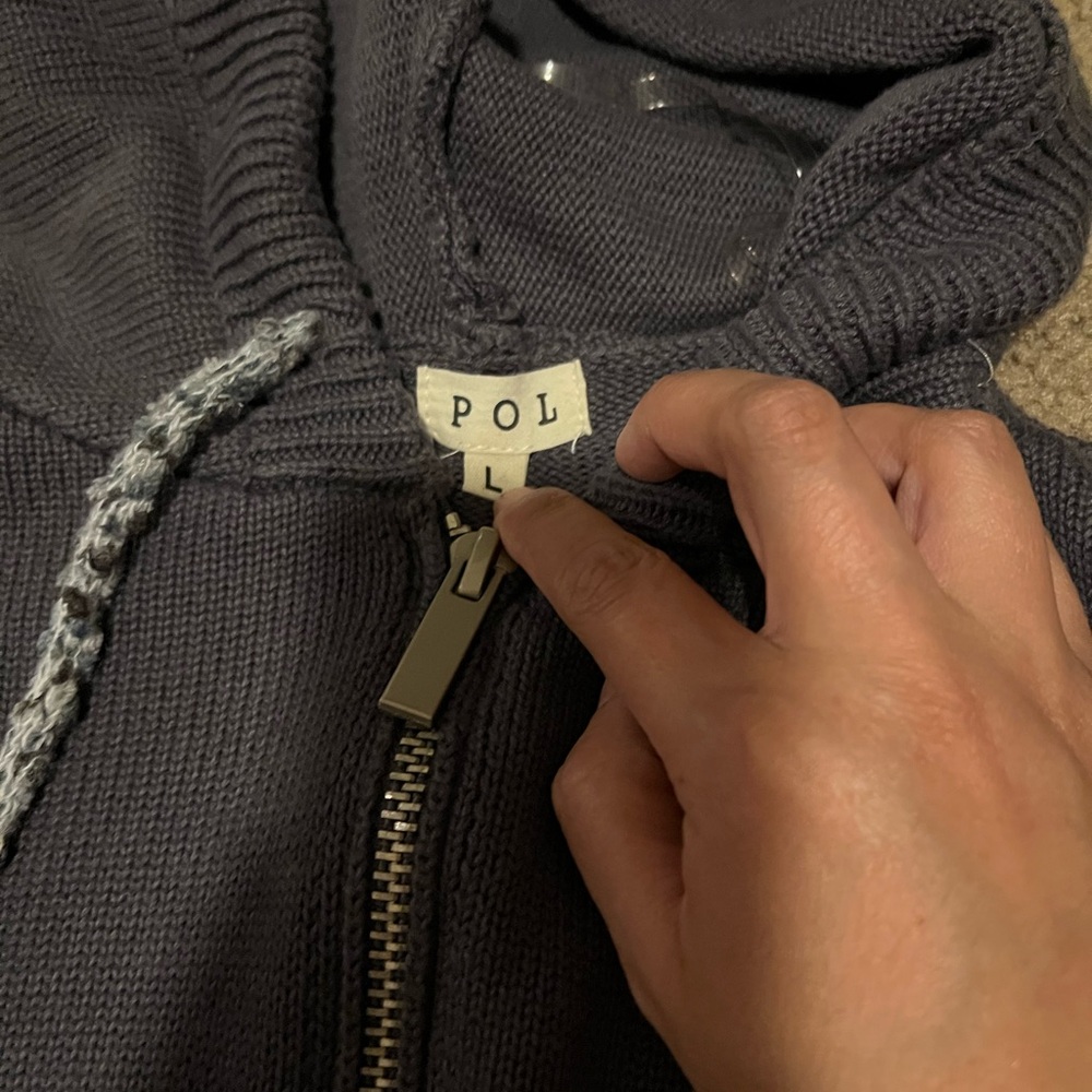 POL Men's Charcoal Zip-Up Sweater